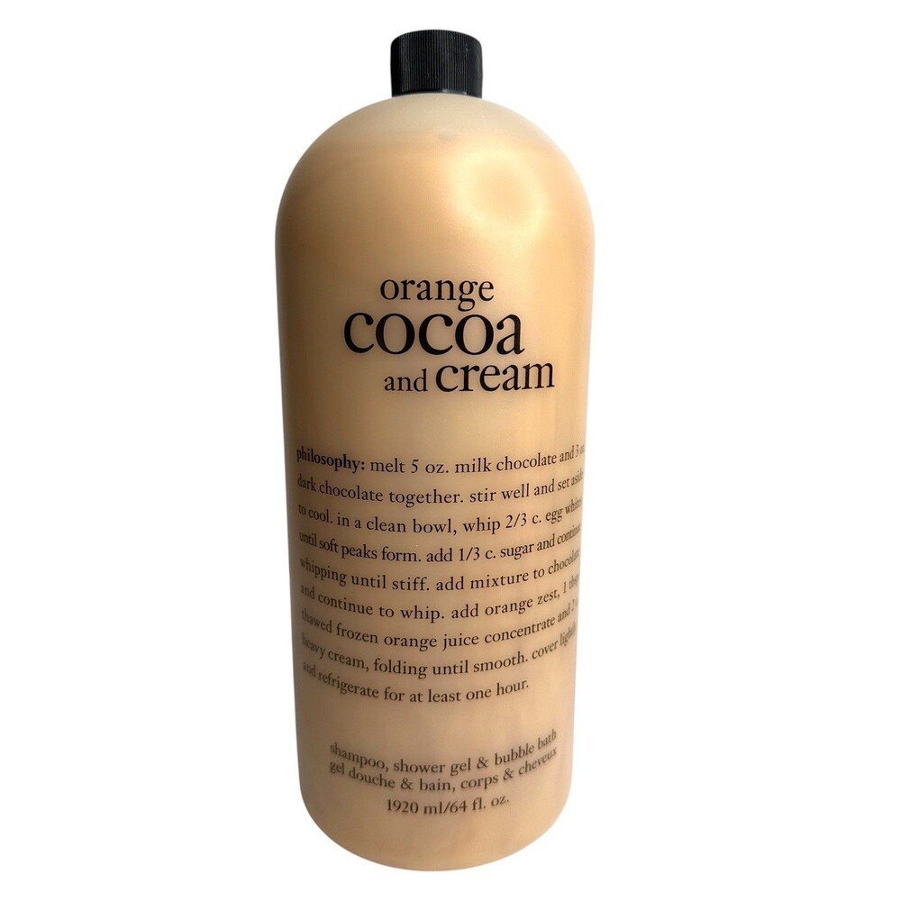 New Sealed Philosophy Orange Cocoa & Cream Shampoo Shower Gel Bubble Bath 64 oz.